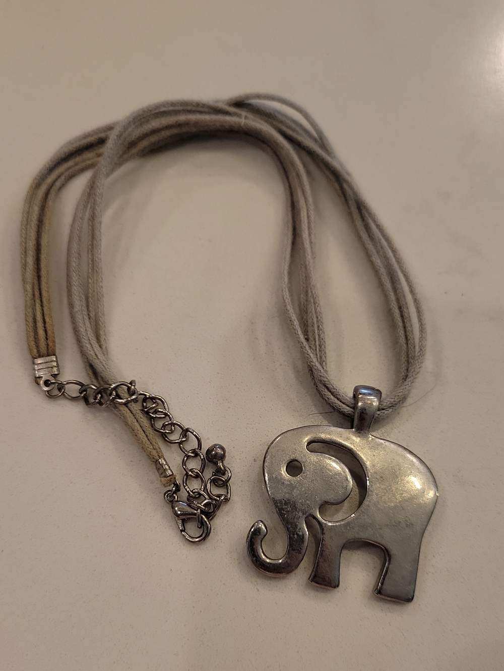 Silver Elephant Pendant Necklace in Gray - Women Jewelry